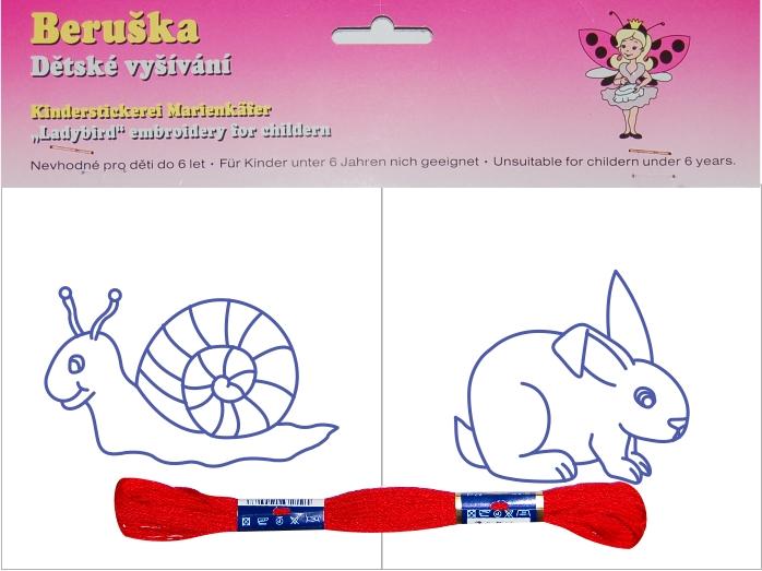 v8-7 šnek a králík - vyšíváníčko pro začátečníky